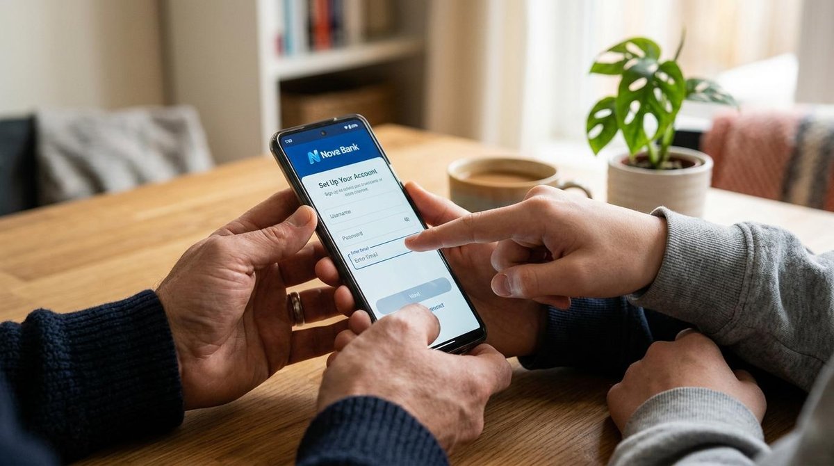 Persona configurando una cuenta para menores de edad bajo supervisión desde un dispositivo digital.