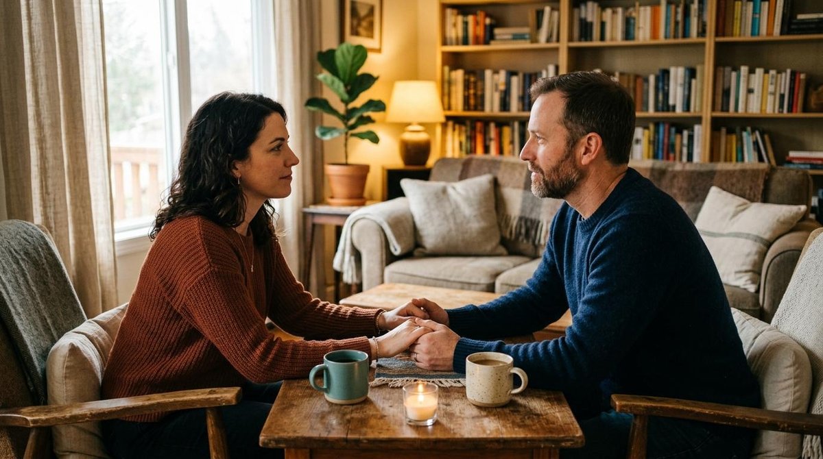 Personas compartiendo un momento de confianza financiera en pareja mientras revisan sus finanzas juntas.